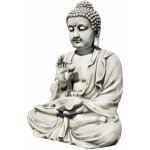 Anaparra - statue bouddha prosprit 81cm. pierre reconstitue couleur moss