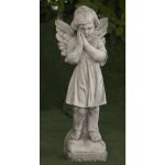 Statue classique en pierre reconstitue ange 13x13x57cm.