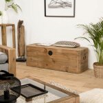 Sandy - coffre rangement marron bois pin recycl poignes mtal noir