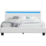 King of dreams - lit 160x200 solide et confortable - sommier avec t�te de lit eclairage led - pieds de ...