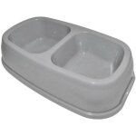 Animallparadise - ecuelle double bol 2 x 200 ml, gris en plastique, pour chat