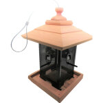 Mangeoire silo � noix, bois m�tal grille 22 x 22 x 32 cm pour oiseaux. animallparadise