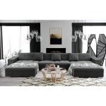 Tendencio - anixe - canap d'angle panoramique xxl en u - en tissu (gris fonc)