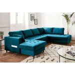 Lisa design - anna - canap panoramique d'angle droit - 7 places - convertible avec coffre - en velours ...