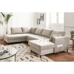 Lisa design - anna - canap panoramique d'angle gauche - 7 places - convertible avec coffre - en velours ...