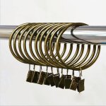 Anneaux de rideau en bronze avec clips / crochets d�coratifs en m�tal robuste avec ?illets pour draperie, ...