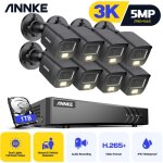 8ch systme de scurit vido 5mp h. 265 + 5 en 1 dvr enregistreur extrieur 3k camra tanche protection ...