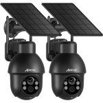 Anran - 2pcs camra de surveillance wifi extrieure sans fil solaire 360ptz , camera batterie avec panneau ...