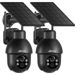 Anran - 2pcs camra de surveillance wifi extrieure sans fil solaire 360ptz , camera batterie avec panneau ...
