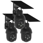 Anran - 3pcs camra de surveillance wifi extrieure sans fil solaire 360ptz , camera batterie avec panneau ...
