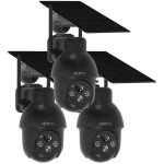 Anran - 3pcs camra de surveillance wifi extrieure sans fil solaire 360ptz , camera batterie avec panneau ...