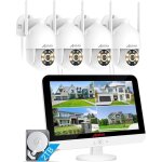 Anran 5mp kit camra de surveillance wifi extrieur, 8ch systme 13  moniteur nvr avec 4 camras, pivotant ...
