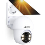Anran - cam�ra de surveillance ext�rieur wifi sans 5mp fil sir�ne alarme + panneau solaire 4 spotlight ...