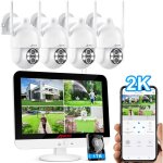 Kit camra de surveillance 10' nvr 4 camras 5mp 360 vidosurveillance audio bidirectionnel suivi automatique ...