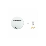 Antenne parabole fibre smc 75 cm beige worldsat + lnb single 0, 1 db full hd 1080p 4k ultra hd + 2 fiches ...