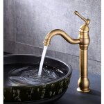 Antik messing robinet de salle de bain, hoch bad wasserhahn einhebel mischbatterie waschbecken armatur ...