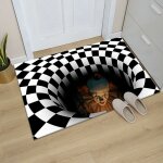 Tapis illusion d'optique 3d, tapis rectangulaire antidrapant  motif de pige  clown, tapis doux d'horreur ...
