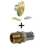 Applique pour fixation de robinet de jardin - tube multicouche barbi �16 - raccord � sertir droit m 1 ...