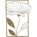 Applique mtal fleur dore 34x51x3 cm