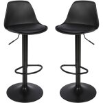 Lot de 2 tabouret bar, chaises de bar, chaise haute cuisine r�glable en hauteur en faux cuir, pied chrom�, ...