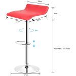 Aqrau lot de 2 tabourets de bar, chaise de bar rglables hauteur, pivotant 360, pitement chrom, rouge ...