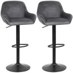 2 x tabouret de bar flanelle chaise haute hauteur rglable pitement chrom 58x55x52cm gris - aqrau