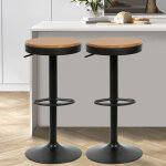 2 x tabouret chaise de bar en bois, tabouret de bar de cuisine  hauteur rglable - chssis noir - aqrau ...