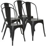 Aqrau lot de 4 chaises - métal noir fer - pour bistrot, cuisine, bar, café Aqrau lot de 4 chaises - métal noir fer - pour bistrot, cuisine, bar, café