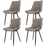 Aqrau lot de 4 chaise de salle � manger, chaises de capitonn�e, avec pieds en acier solide, brun clair ...