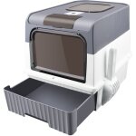 Aqrau bac a litiere pour chat, maison de toilette chat ferm�e, pelle, � filtre charbon anti - odeurs, ...