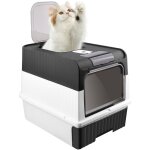 Aqrau bac a litiere pour chat, maison de toilette chat ferm�e, pelle, � filtre charbon anti - odeurs, ...