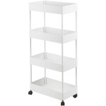Desserte chariot multifonctionnel amovible blanc à quatre couches / chariot de rangement / étagère - ... Desserte chariot multifonctionnel amovible blanc à quatre couches / chariot de rangement / étagère - ...