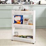 Aqrau desserte de cuisine etagère à roulettes / resserre de cuisine blanc 71 cm Aqrau desserte de cuisine etagère à roulettes / resserre de cuisine blanc 71 cm