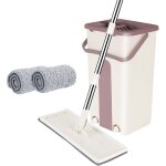 Ensemble balai serpillère avec seau essoreur, 2 lingettes microfibre, kaki - aqrau Ensemble balai serpillère avec seau essoreur, 2 lingettes microfibre, kaki - aqrau