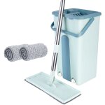 Ensemble balai serpillre avec seau essoreur, 2 lingettes microfibre, vert - aqrau