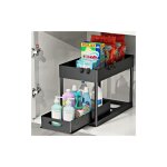 Etagere de cuisine usages multiples � 2 niveaux / panier de collection de salle de bain coulissant avec ...