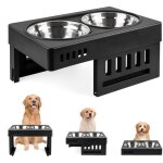 Gamelle surleve pour chien, porte - gamelles hauteurs rglables avec 2 gamelles en acier inoxydable, ...