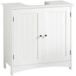 Meuble vasque, meuble de rangement salle de bain, lavabo bois blanc, 60 x 30 x 60 cm - aqrau