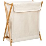 Panier  linge pliable, bac a linge sale, meuble panier a linge en bambou, sparateur  linge, beige ...