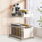 Aqrau rangement sous Évier cuisine, organisateur coulissant avec 2 tiroirs porte - épices, pour salle ... Aqrau rangement sous Évier cuisine, organisateur coulissant avec 2 tiroirs porte - épices, pour salle ...