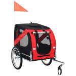 Aqrau remorque v�lo pour chien, pet bike trailer foldable, r�flecteurs drapeau, max. 30 kg rouge