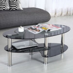 Aqrau table à thé verre trempé, bouts de canapé pour salon, tables basses - noir Aqrau table à thé verre trempé, bouts de canapé pour salon, tables basses - noir
