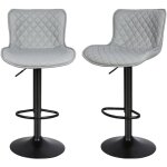 Tabourets de bar, lot de 2 chaises hautes, si�ges pour cuisine, rev�tement en pu, rotatif sur 360�, hauteur ...