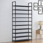 Aqrau �tag�re � chaussures � 10 niveaux, organiseur de rangement dans l'entr�e noir 100x30x176cm