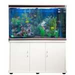 Monster - shop - aquarium complet 300 litres sur meuble blanc avec led [pompe, filtres, plantes et accessoires ...
