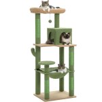 Pawz road - arbre � chat en bois, tour de chat moderne, avec griffoirs sisal, condo confortable et grand ...