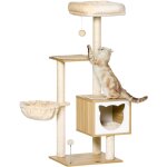 Pawhut ? arbre � chat multi - �quipement h126 cm ? griffoirs et grattoirs ? niche et hamac avec coussins ...