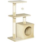 Arbre � chat - pawhut hauteur 81, 5 cm - avec poteaux en sisal, 2 plate - forme, niche, balle - tissu ...