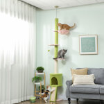 Arbre � chat du sol au plafond, 5 niveaux, hauteur r�glable 220 - 240 cm, plateformes fleur, griffoir, ...