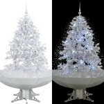 Arbre de no�l neigeux avec base de parapluie blanc 140 cm vidaxl